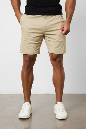 Athletic Fit Chino Shorts 7" in Stone - TAILORED ATHLETE - USA