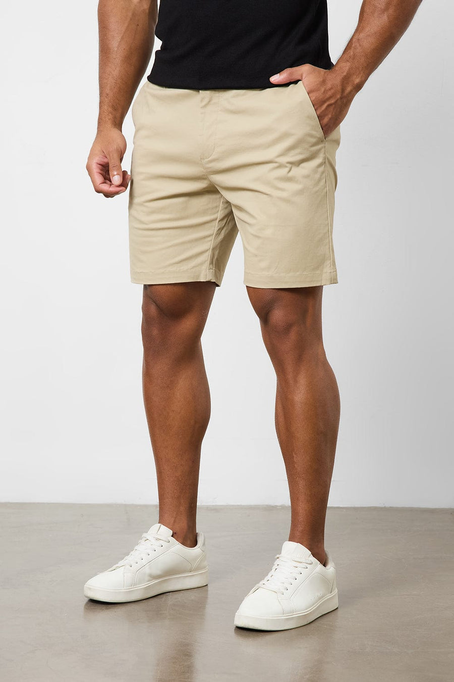 Athletic Fit Chino Shorts 7" in Stone - TAILORED ATHLETE - USA