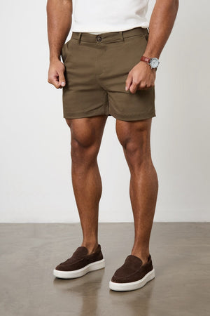 Athletic Fit Chino Shorts 5'' in Khaki - TAILORED ATHLETE - USA