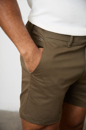 Athletic Fit Chino Shorts 5'' in Khaki - TAILORED ATHLETE - USA