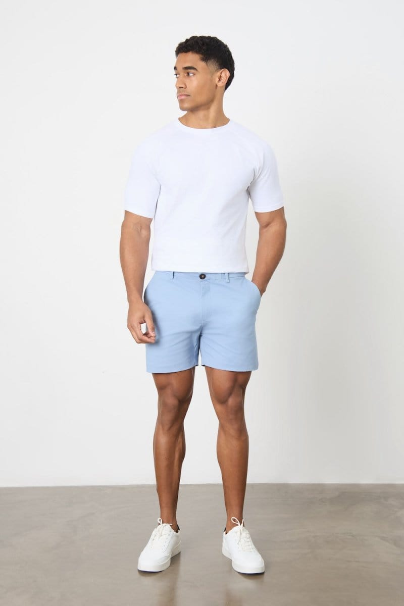 Athletic Fit Stretch Chino Shorts 5" in Light Blue - TAILORED ATHLETE - USA