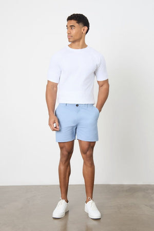 Athletic Fit Stretch Chino Shorts 5" in Light Blue - TAILORED ATHLETE - USA