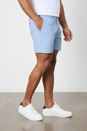 Athletic Fit Stretch Chino Shorts 5" in Light Blue - TAILORED ATHLETE - USA