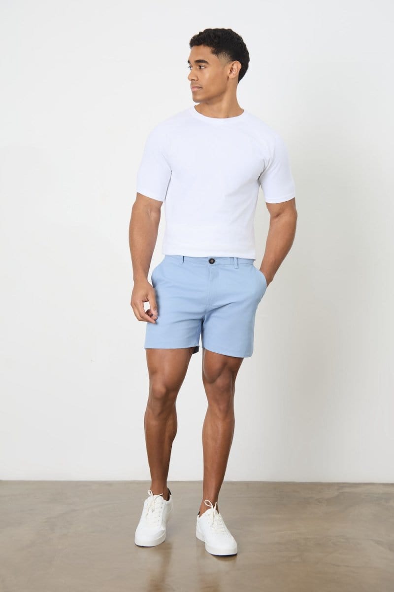 Athletic Fit Stretch Chino Shorts 5" in Light Blue - TAILORED ATHLETE - USA