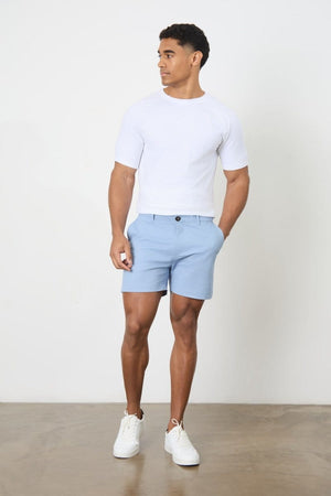 Athletic Fit Stretch Chino Shorts 5" in Light Blue - TAILORED ATHLETE - USA