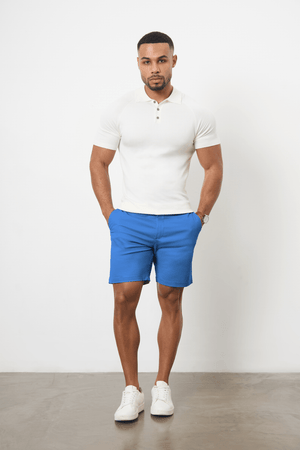 Athletic Fit Stretch Chino Shorts 7" in Mid Blue - TAILORED ATHLETE - USA