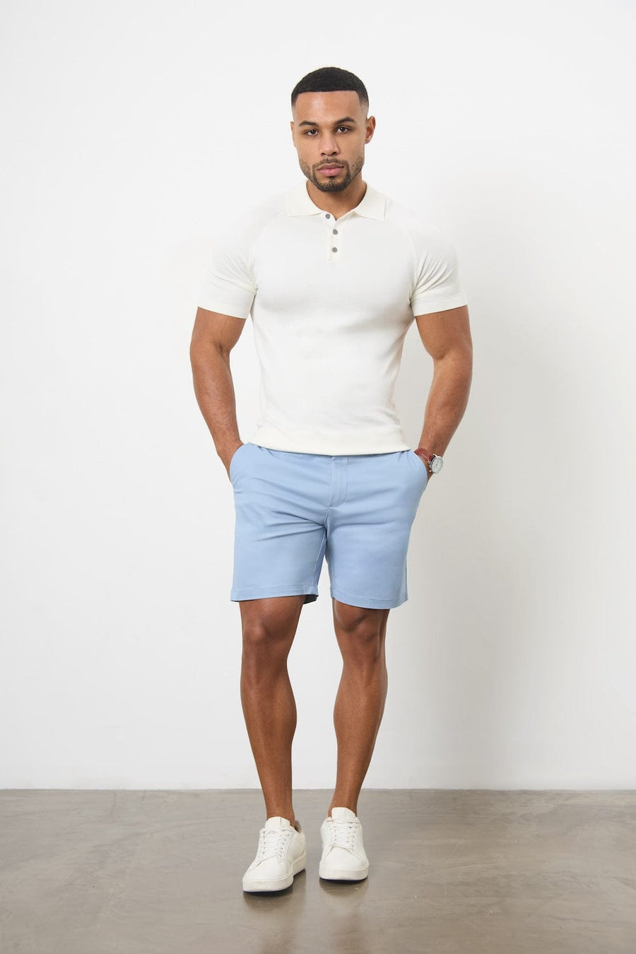 Athletic Fit Chino Shorts 7" in Light Blue - TAILORED ATHLETE - USA