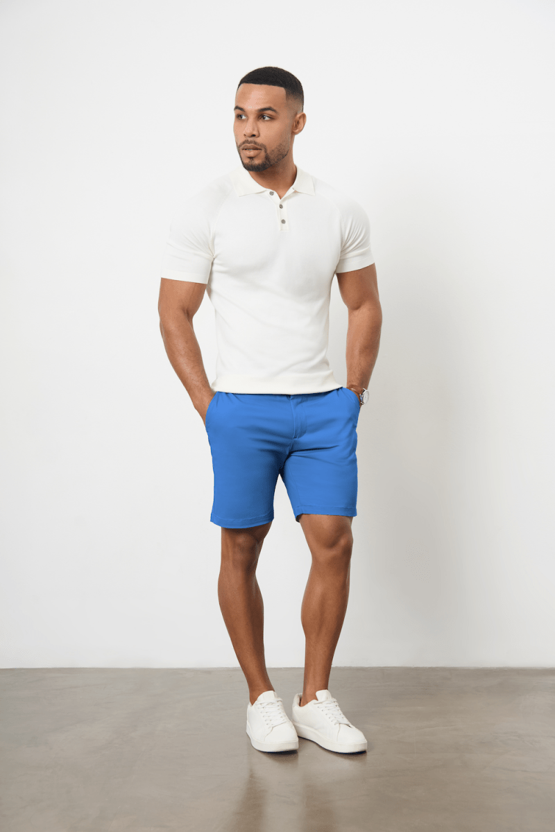 Athletic Fit Chino Shorts 7" in Mid Blue - TAILORED ATHLETE - USA