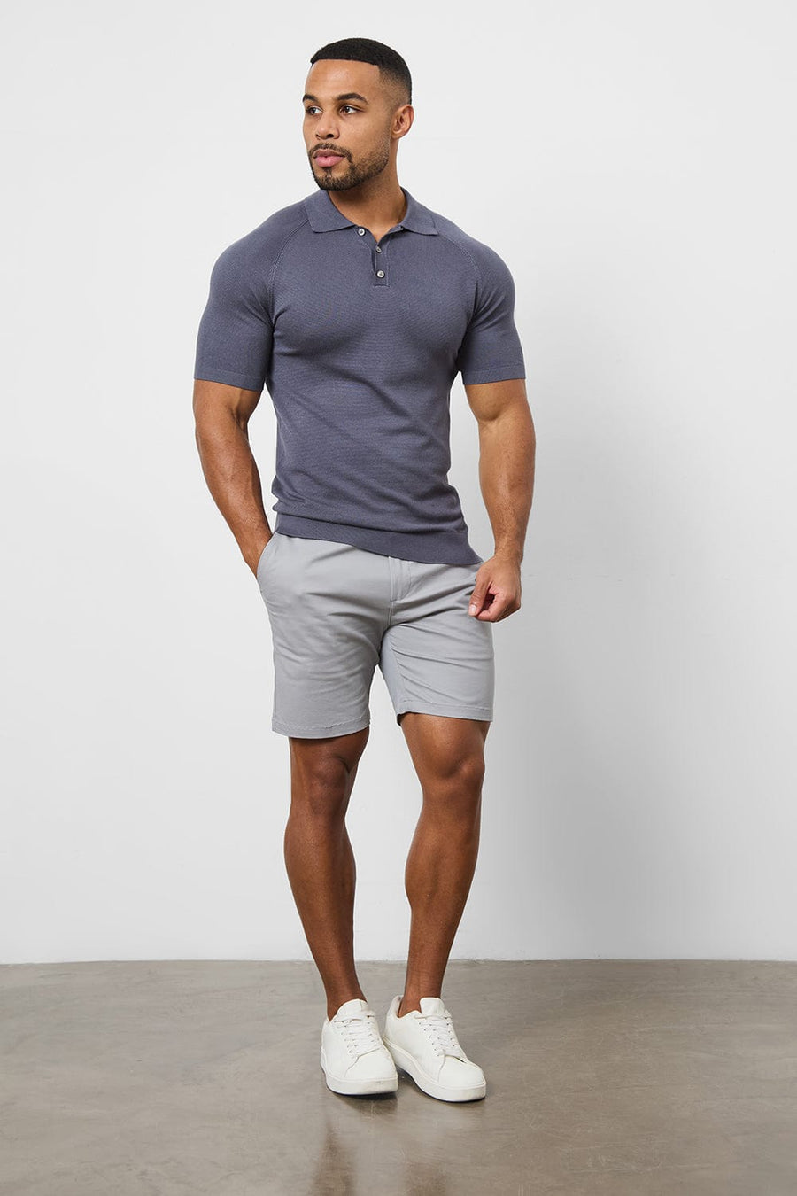 Athletic Fit Chino Shorts 7" in Pale Grey - TAILORED ATHLETE - USA