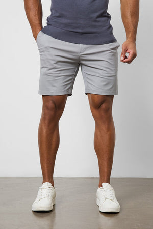 Athletic Fit Chino Shorts 7" in Pale Grey - TAILORED ATHLETE - USA