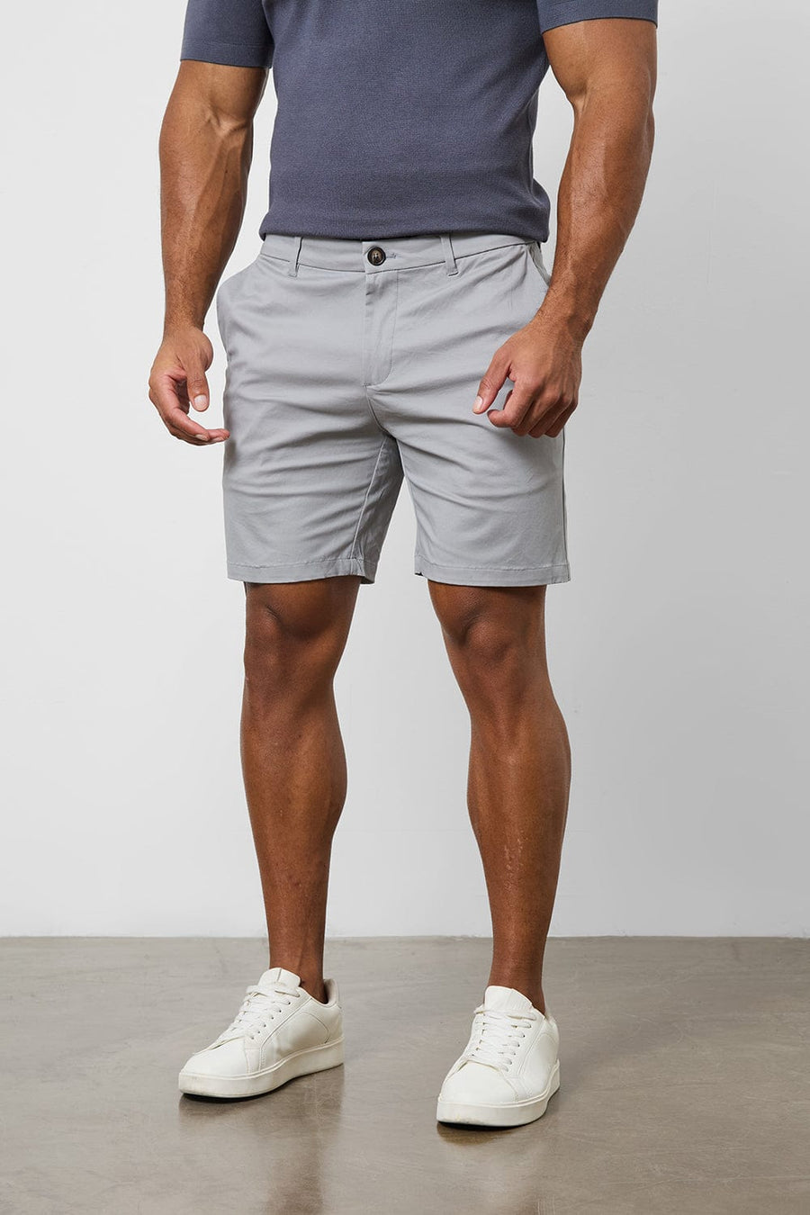 Athletic Fit Chino Shorts 7" in Pale Grey - TAILORED ATHLETE - USA