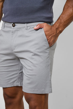 Athletic Fit Chino Shorts 7" in Pale Grey - TAILORED ATHLETE - USA