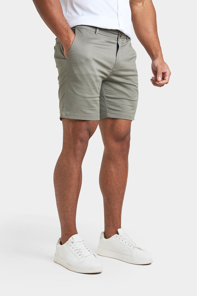 Athletic Fit Chino Shorts 7 in Pale Grey - TAILORED ATHLETE - USA