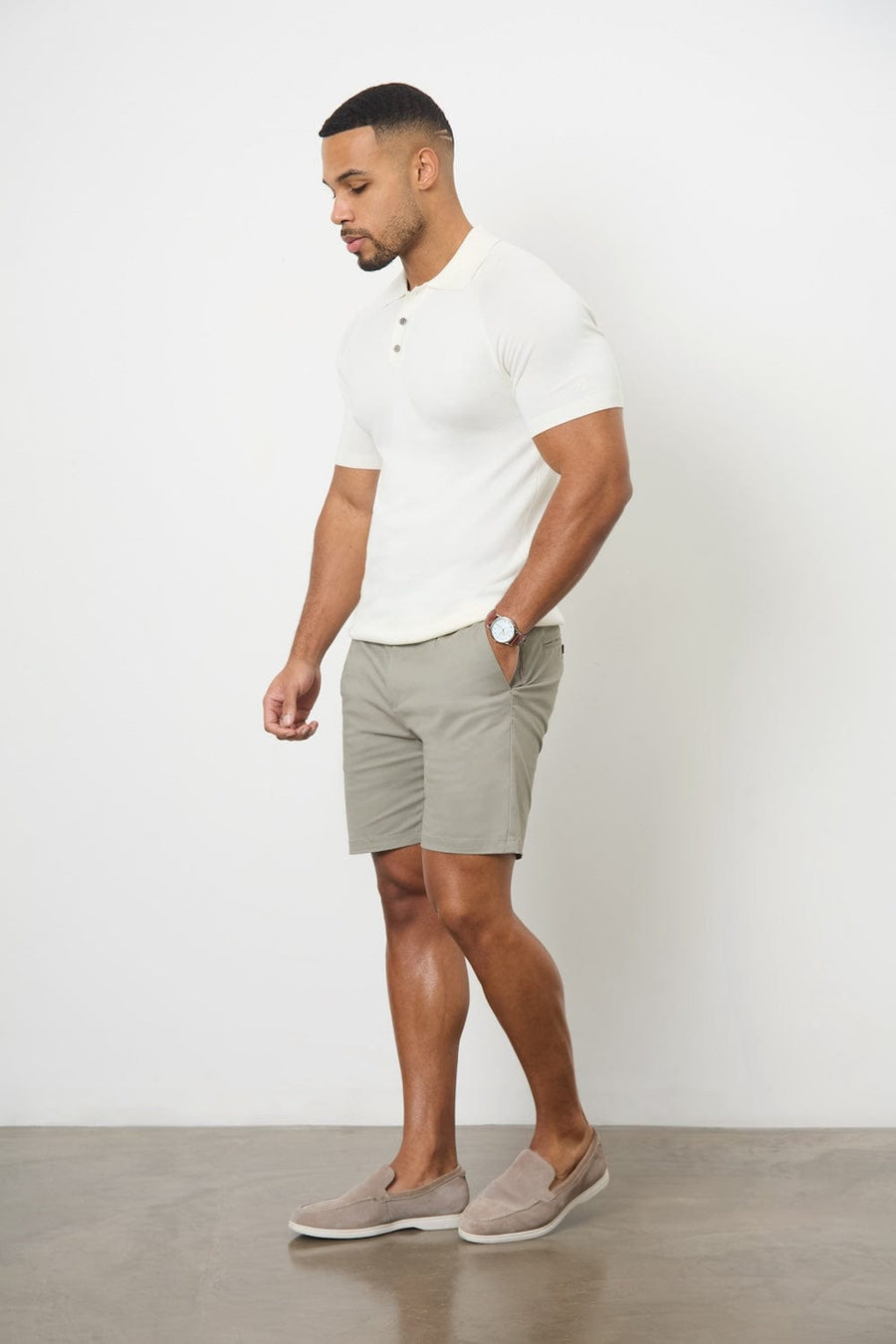 Athletic Fit Chino Shorts 7" in Soft Khaki - TAILORED ATHLETE - USA