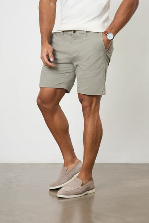 Athletic Fit Chino Shorts 7" in Soft Khaki - TAILORED ATHLETE - USA