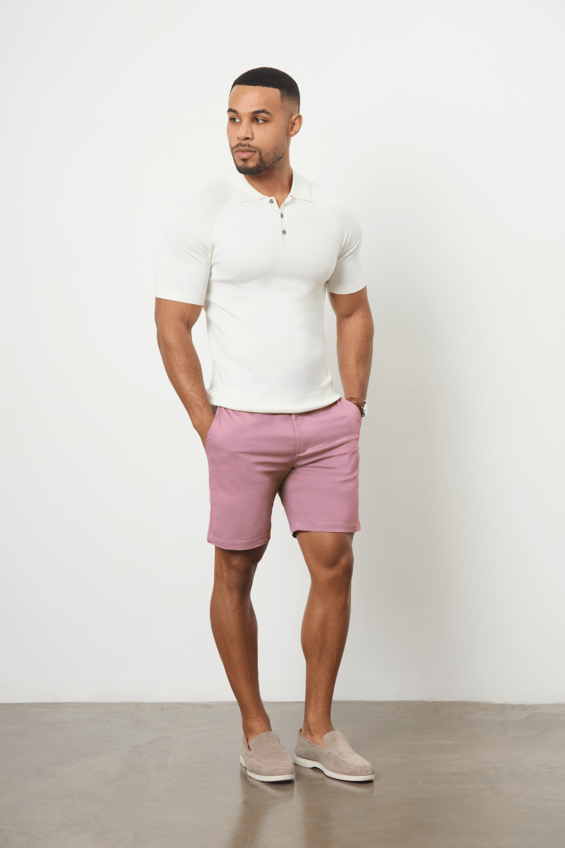 Athletic Fit Stretch Chino Shorts 7" in Dusky Pink - TAILORED ATHLETE - USA