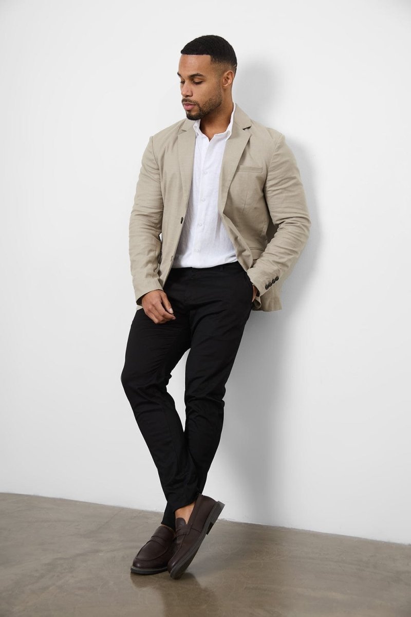 Athletic Fit Cotton Stretch Chino Pants in Black - TAILORED ATHLETE - USA