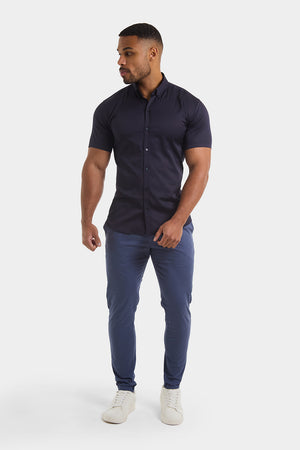 Athletic Fit Cotton Stretch Chino Pants in Airforce - TAILORED ATHLETE - USA