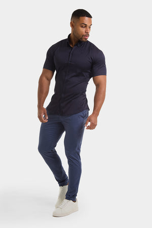 Athletic Fit Cotton Stretch Chino Pants in Airforce - TAILORED ATHLETE - USA