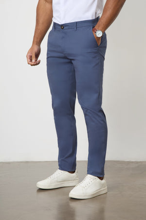 Athletic Fit Cotton Stretch Chino Pants in Airforce - TAILORED ATHLETE - USA