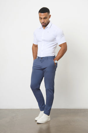 Athletic Fit Cotton Stretch Chino Pants in Airforce - TAILORED ATHLETE - USA