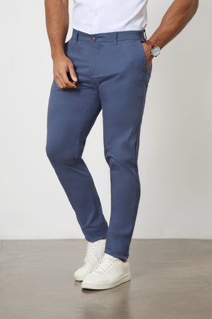 Athletic Fit Cotton Stretch Chino Pants in Airforce - TAILORED ATHLETE - USA