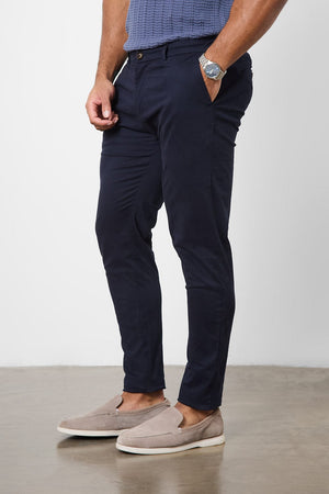 Athletic Fit Cotton Stretch Chino Pants in Navy - TAILORED ATHLETE - USA