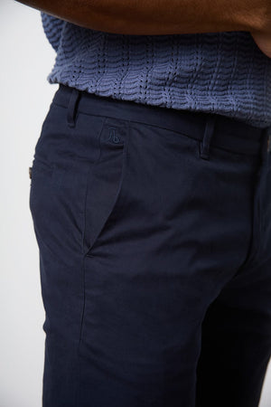 Athletic Fit Cotton Stretch Chino Pants in Navy - TAILORED ATHLETE - USA