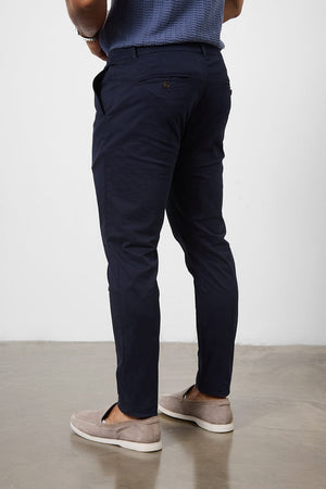 Athletic Fit Cotton Stretch Chino Pants in Navy - TAILORED ATHLETE - USA