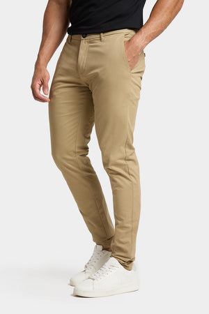 Athletic Fit Cotton Stretch Chino Pants in Dark Stone - TAILORED ATHLETE - USA