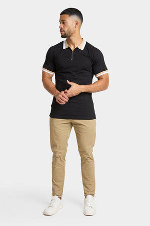 Contrast Collar Polo Shirt in Black - TAILORED ATHLETE - USA