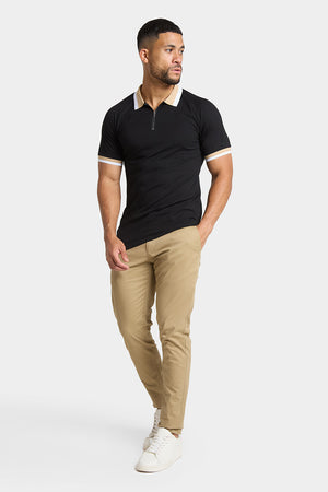 Contrast Collar Polo Shirt in Black - TAILORED ATHLETE - USA