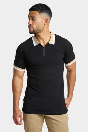 Contrast Collar Polo Shirt in Black - TAILORED ATHLETE - USA