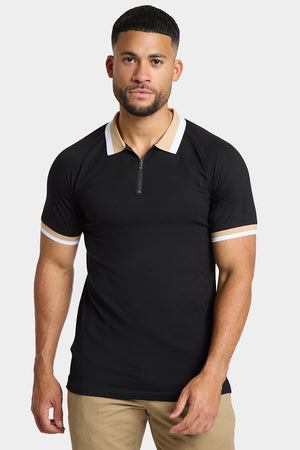 Contrast Collar Polo Shirt in Black - TAILORED ATHLETE - USA