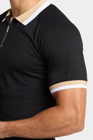 Contrast Collar Polo Shirt in Black - TAILORED ATHLETE - USA