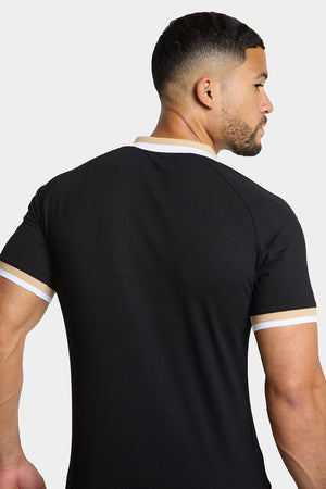 Contrast Collar Polo Shirt in Black - TAILORED ATHLETE - USA