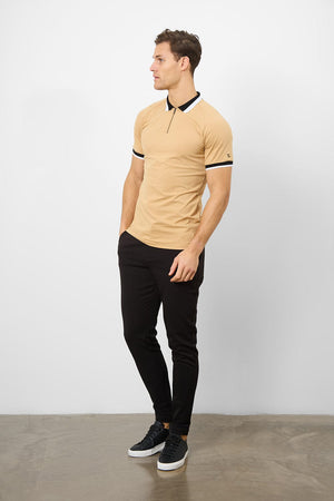 Contrast Collar Polo Shirt in Caramel - TAILORED ATHLETE - USA