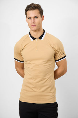 Contrast Collar Polo Shirt in Caramel - TAILORED ATHLETE - USA