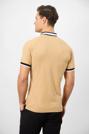 Contrast Collar Polo Shirt in Caramel - TAILORED ATHLETE - USA