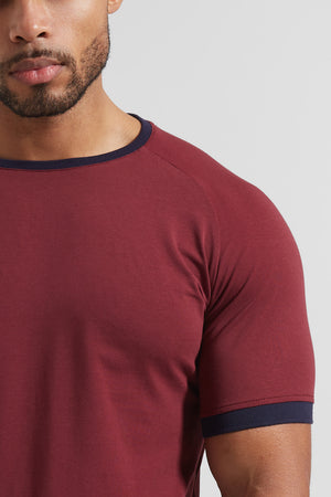 Contrast Trim T-Shirt in Burgundy - TAILORED ATHLETE - USA