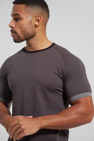 Contrast Trim T-Shirt in Charcoal - TAILORED ATHLETE - USA