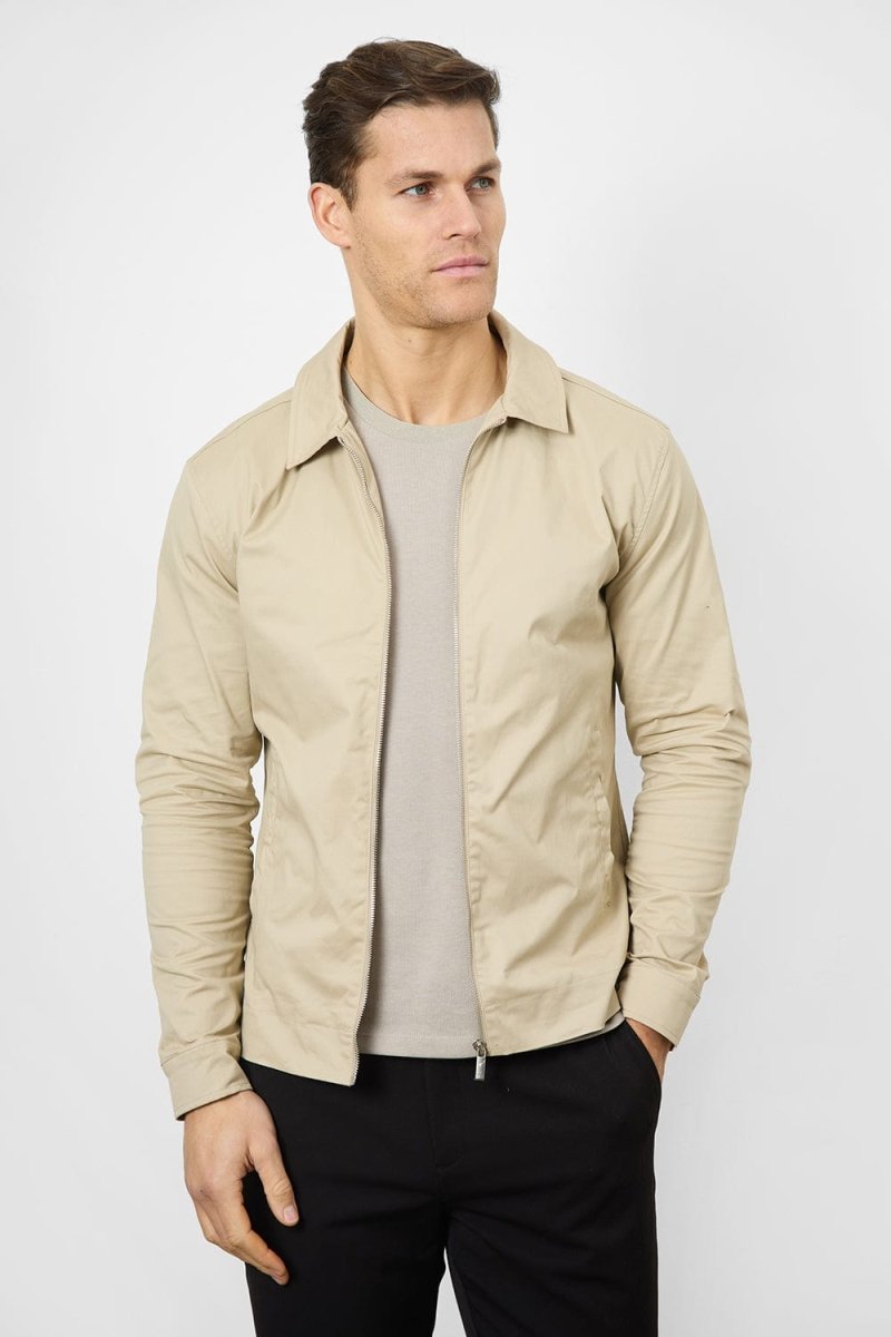 ATON HARRINGTON JACKET グレー Tailored-Trucker-Jacket-