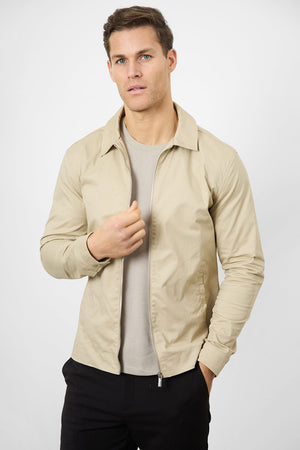 Cotton Blend Harrington in Stone - TAILORED ATHLETE - USA