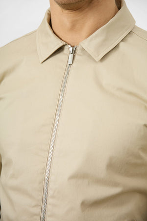 Cotton Blend Harrington in Stone - TAILORED ATHLETE - USA