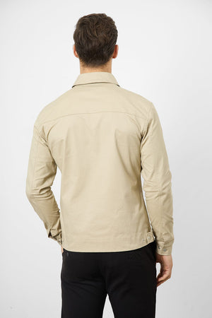 Cotton Blend Harrington in Stone - TAILORED ATHLETE - USA