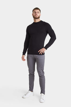 Cotton Crew Neck Jumper in Black - TAILORED ATHLETE - USA