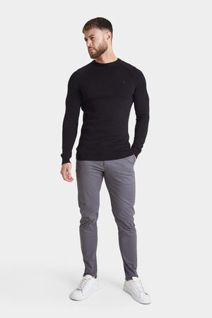 Cotton Crew Neck Jumper in Black - TAILORED ATHLETE - USA