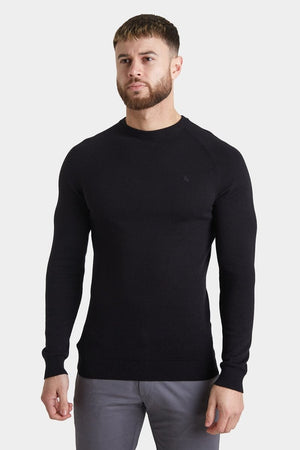 Cotton Crew Neck Jumper in Black - TAILORED ATHLETE - USA