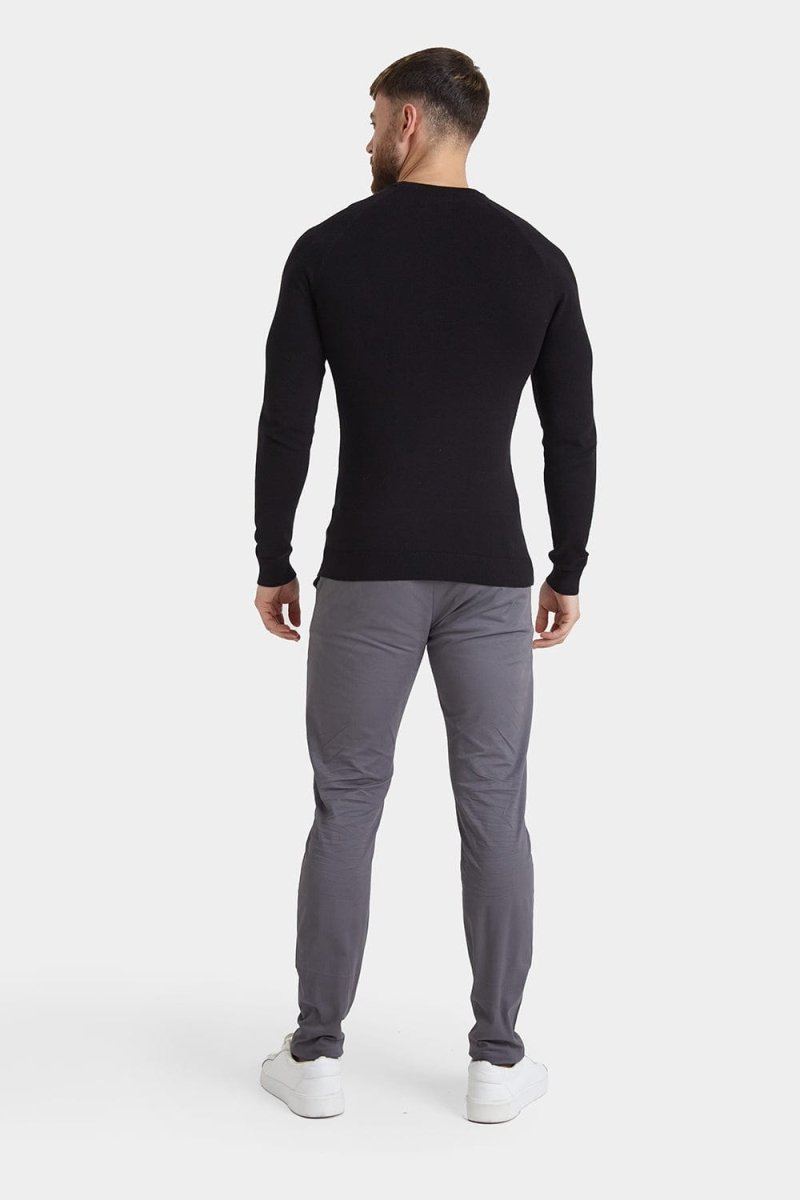 Cotton Crew Neck Jumper in Black - TAILORED ATHLETE - USA