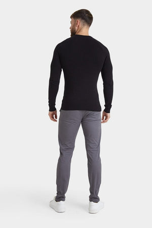 Cotton Crew Neck Jumper in Black - TAILORED ATHLETE - USA